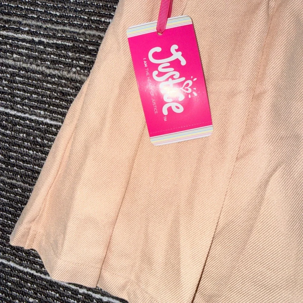 Justice Asymmetrical Pleated Skort Kids Size L 12/14 New Mocha Peach Gold Button